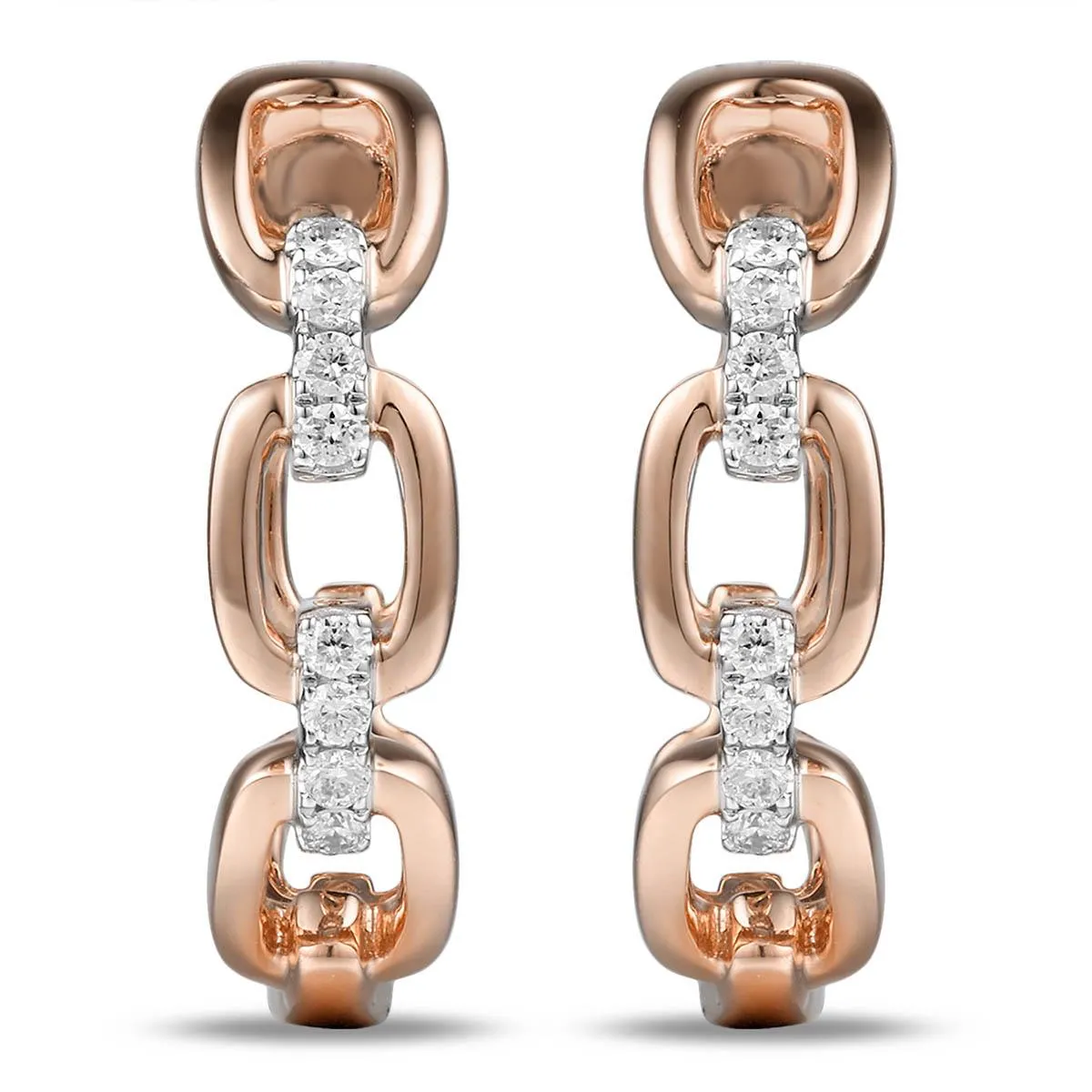 0.10ct tw Diamond & Gold Link Oval Hoop Earrings