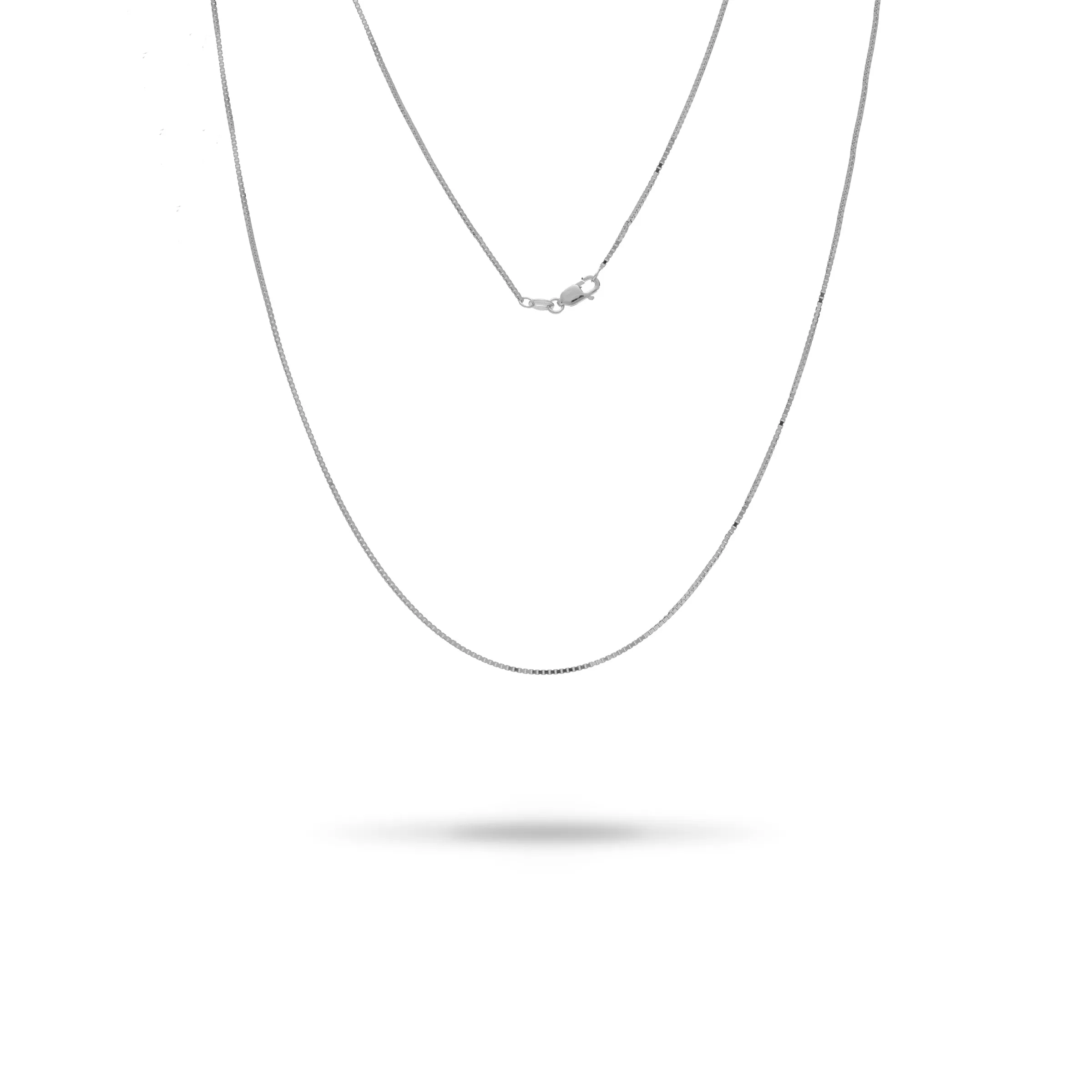 0.8mm Venetian Box Chain in White Gold