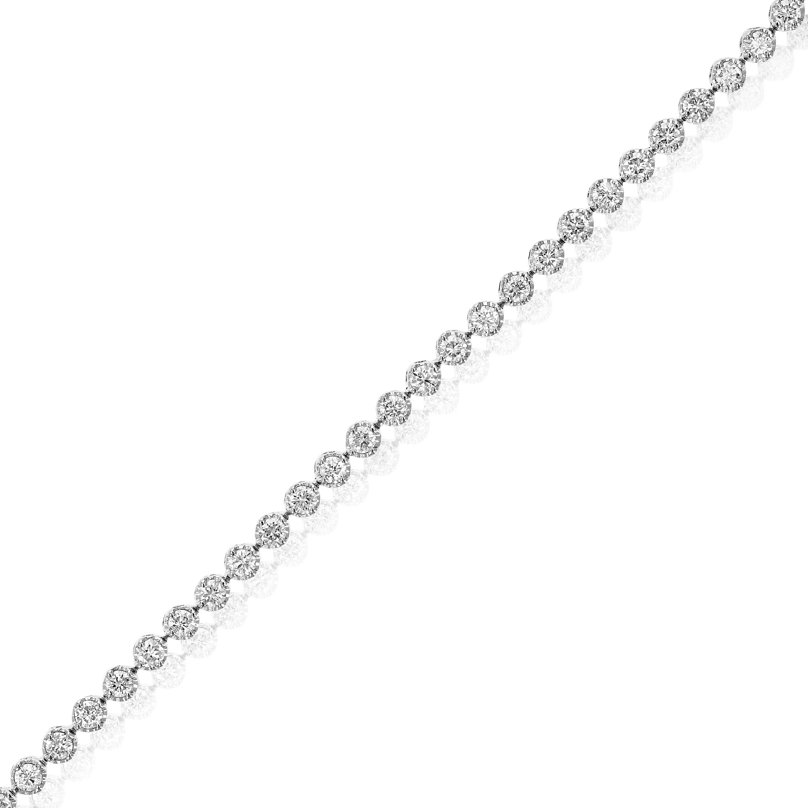1 cttw Lab Grown Round Diamond Tennis Bracelets in 14K White Gold