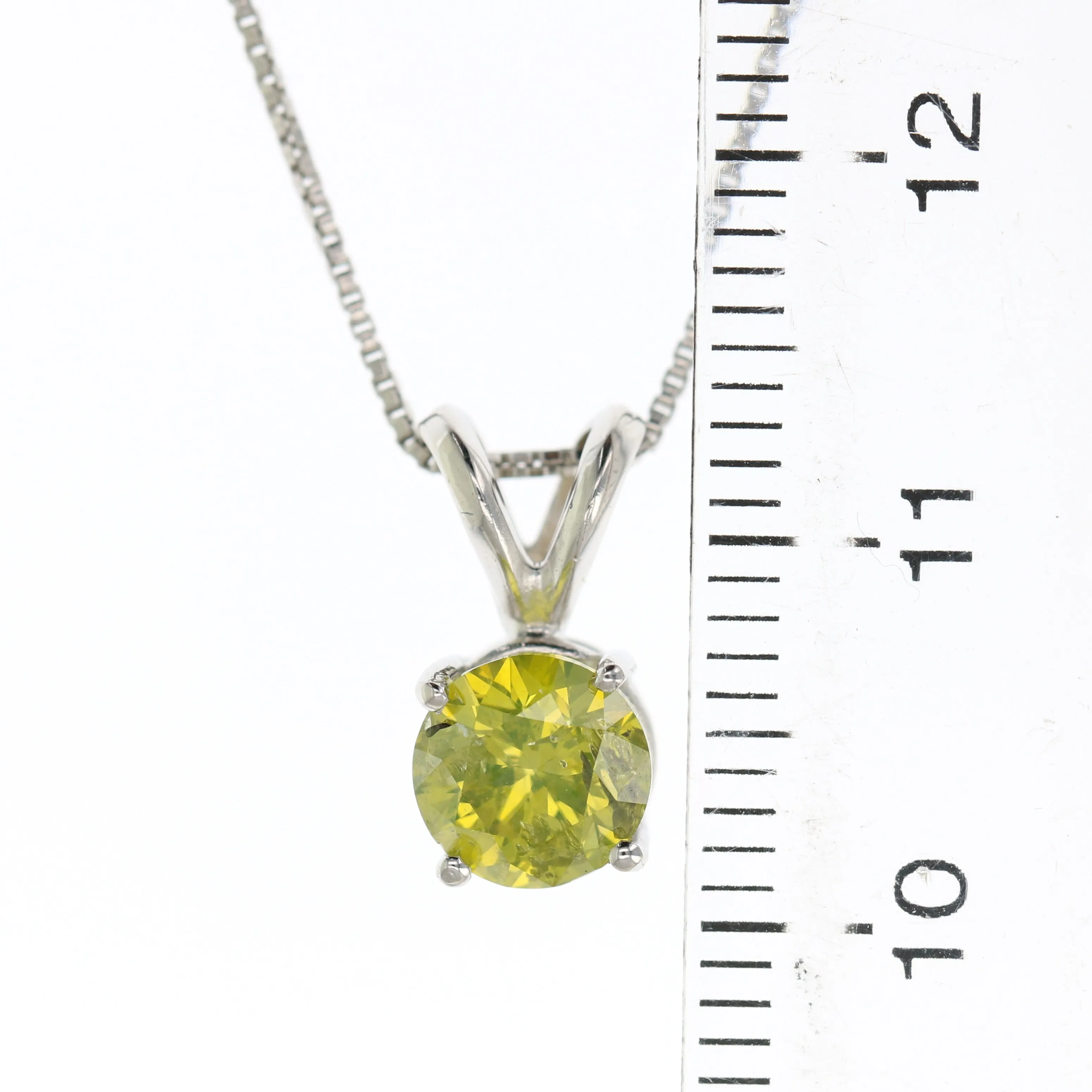 1 cttw Yellow Diamond Solitaire Pendant Necklace in 14K White Gold