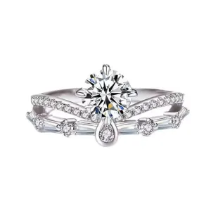 1.0 Ct Diamond Princess Crown Engagement Ring