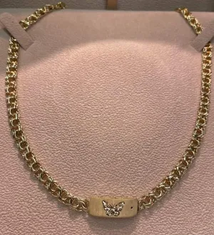 10k Gold Chino Link Chain Butterfly Engraved with a Beautiful Diamond Cut on the Box Clip