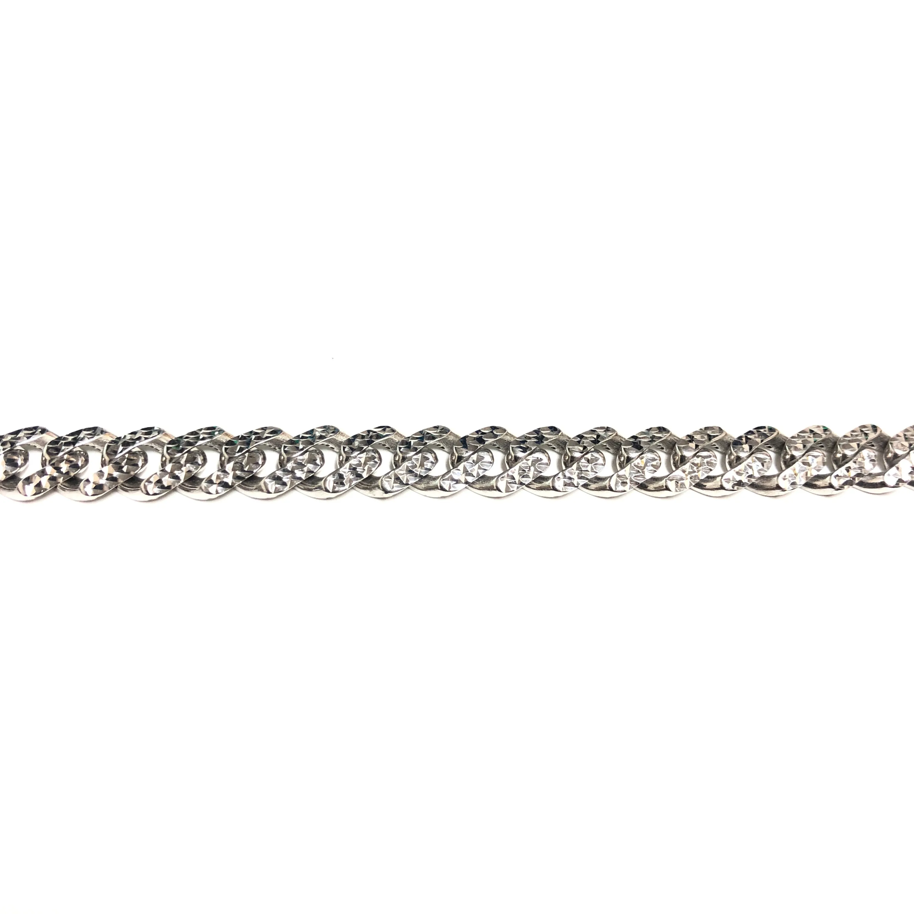 10K White Gold  (8mm) Classic Monaco Diamond Cut Chain (20 - 24")