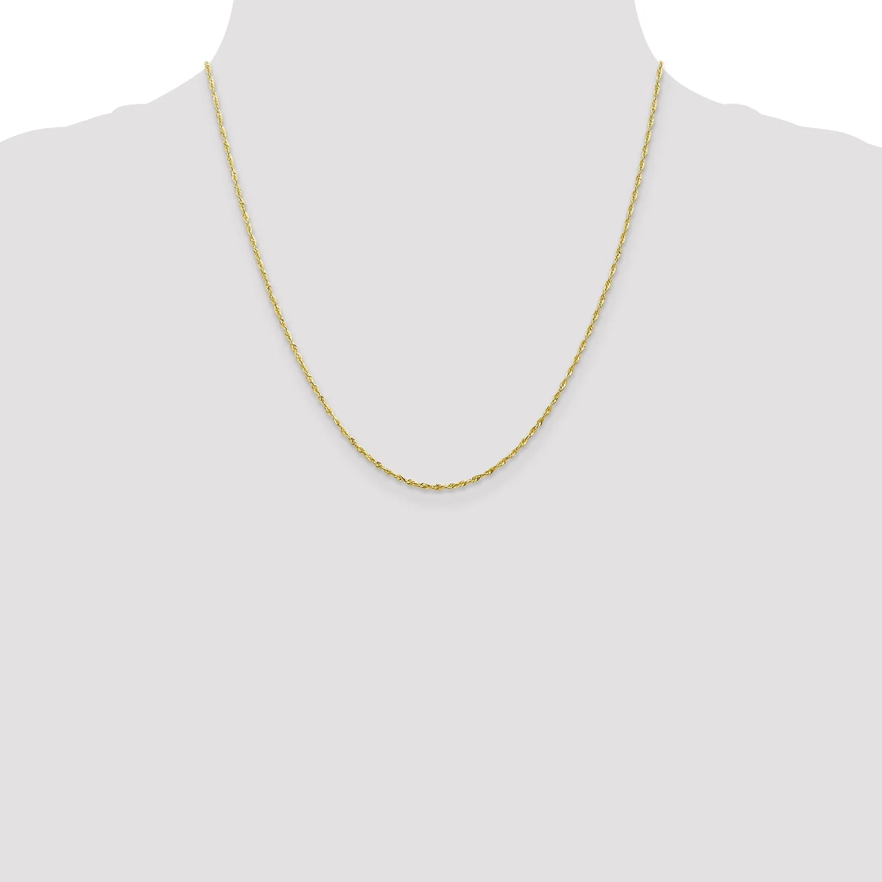 10k Yellow Gold 1.5m D.C Lightweight Rope Chain