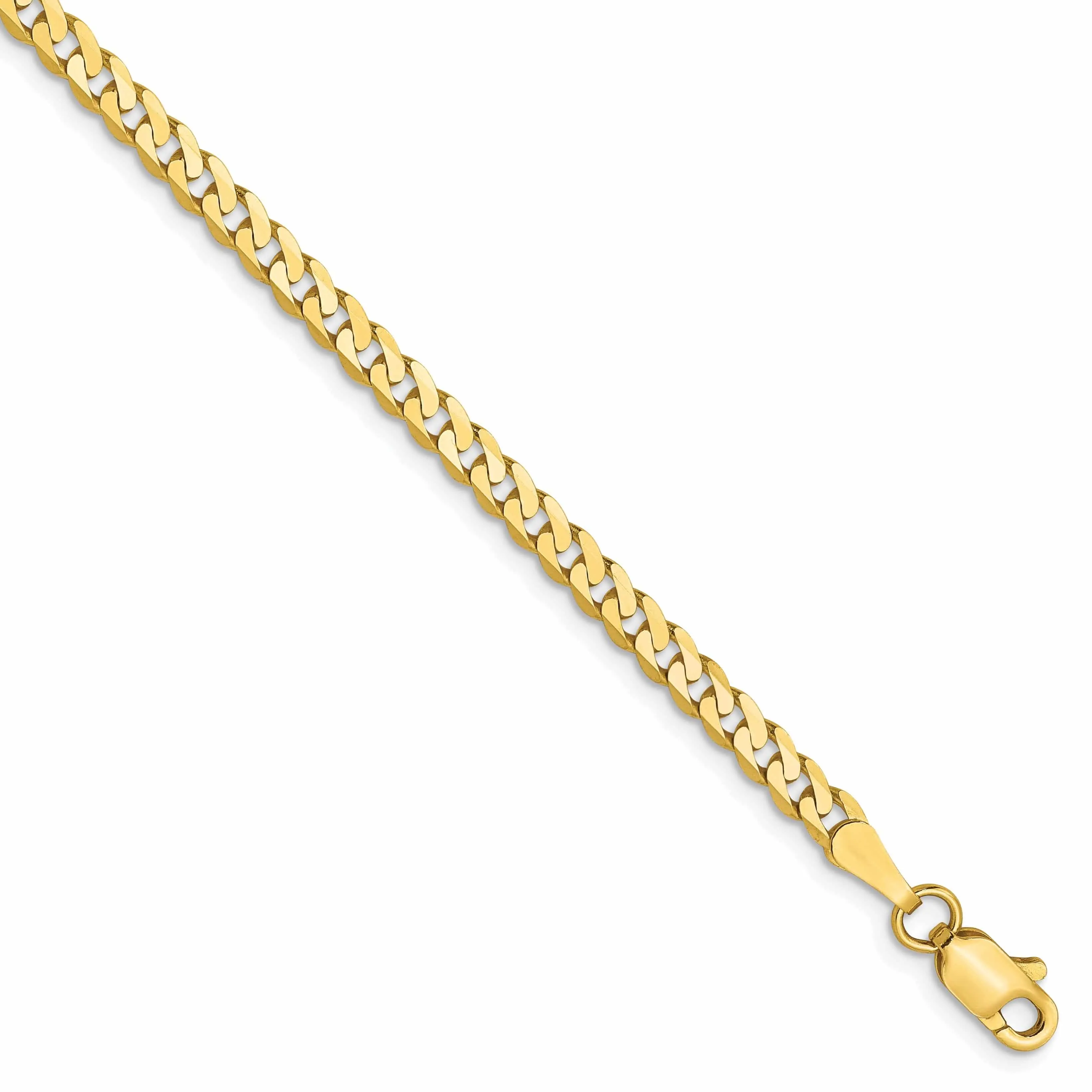 10k Yellow Gold 2.4mm Flat Beveled Curb Chain
