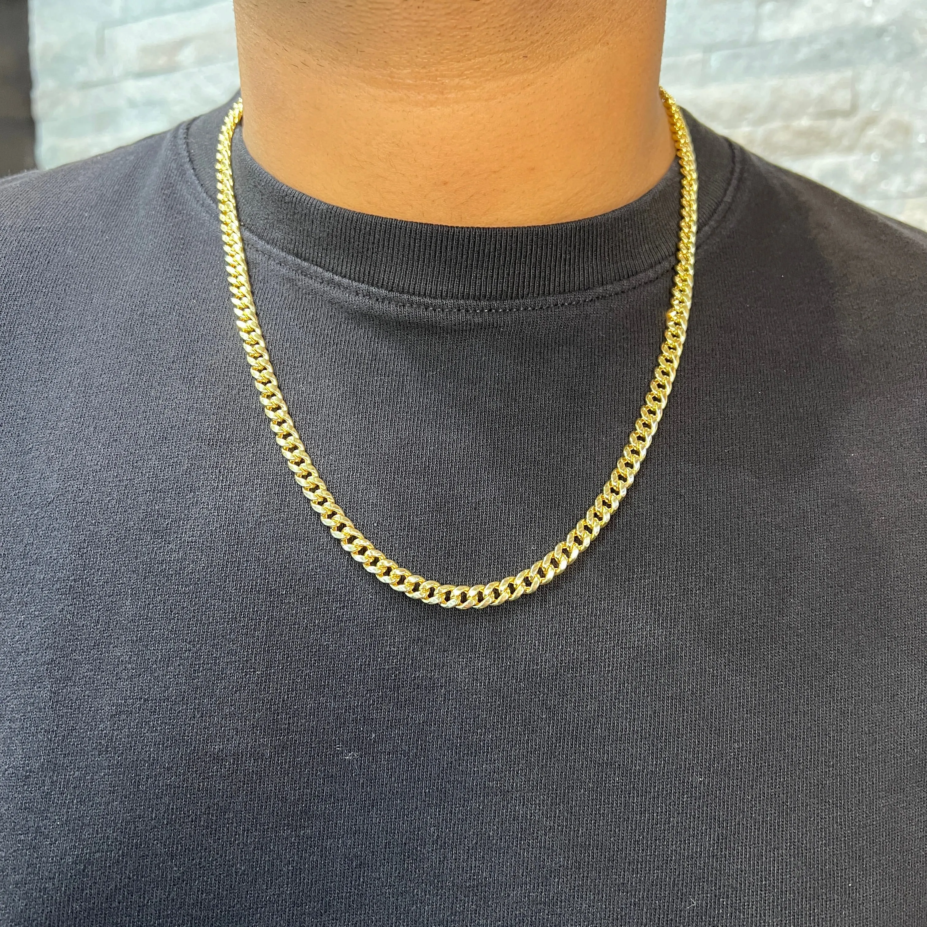 10K Yellow Gold (5.5mm) Semi Hollow Miami Cuban Link Chain (20" - 28")