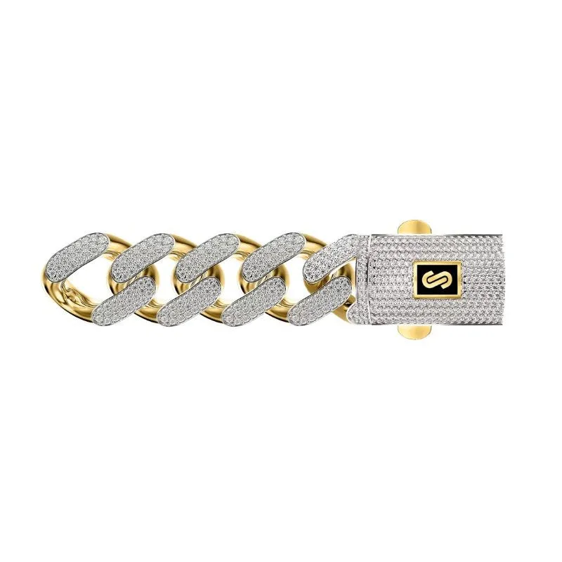 10K Yellow Gold (8mm) Classic Monaco Diamond Cut Chain with Pavee Lock (20 - 24")