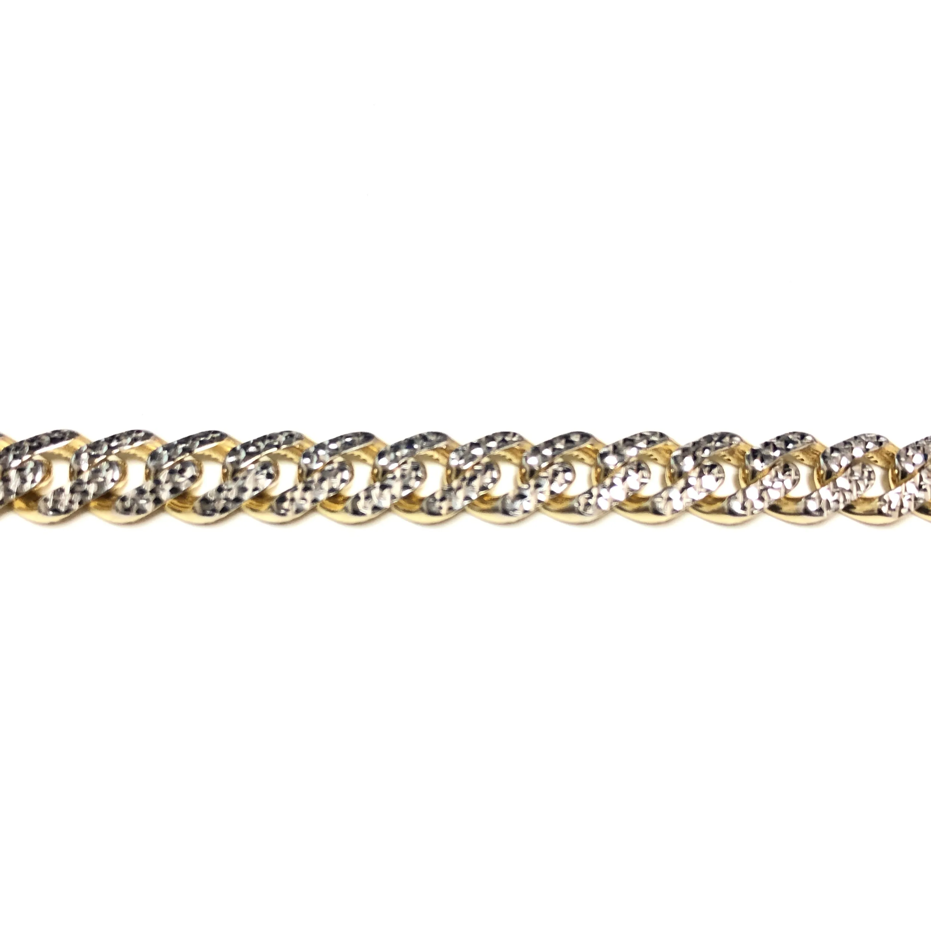 10K Yellow Gold (8mm) Classic Monaco Diamond Cut Chain with Pavee Lock (20 - 24")