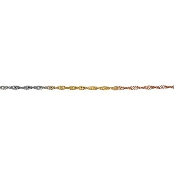 10K Yellow, White and Rose Gold (1.7mm) Singapore Chain (16" - 24")