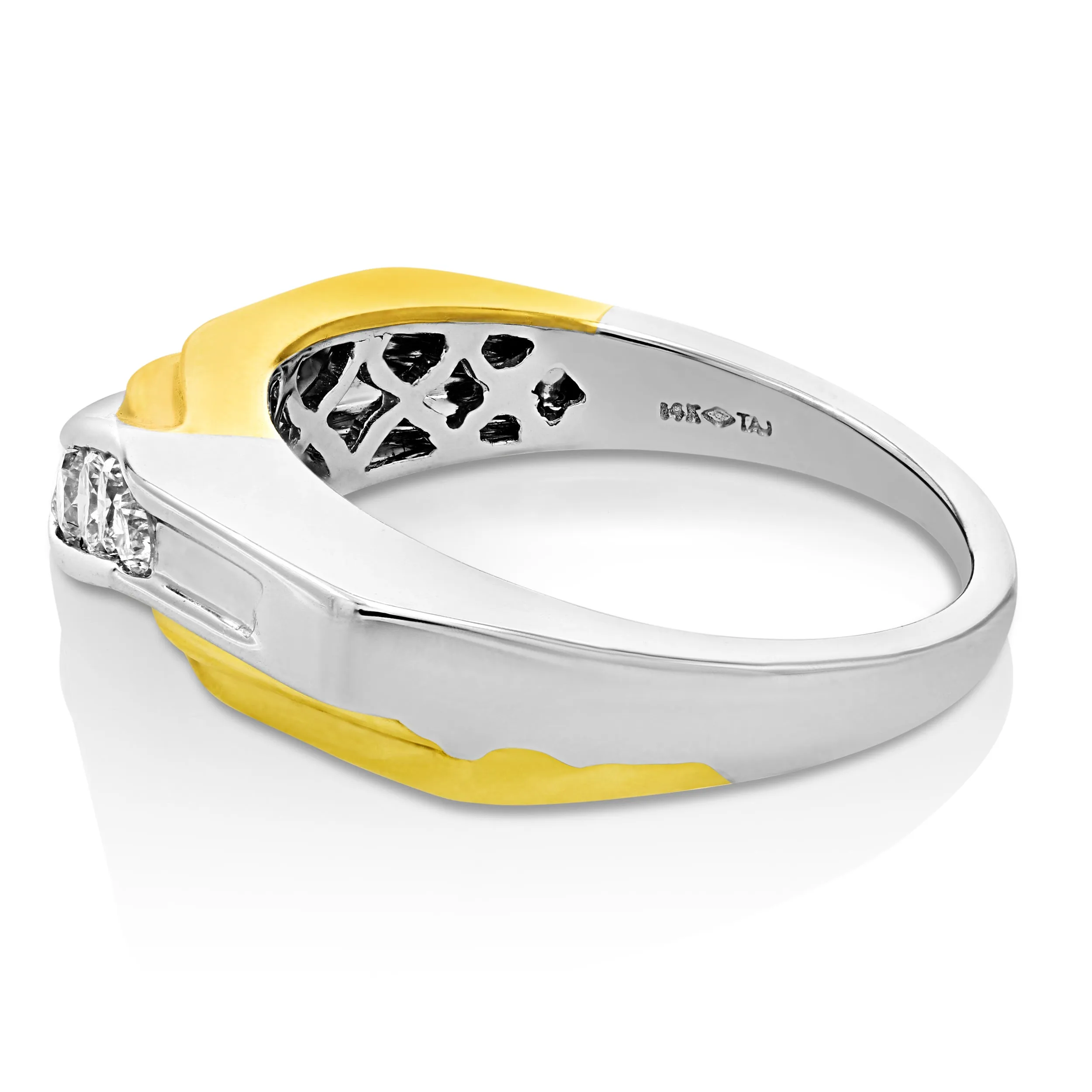 1/2 cttw Diamond Men's Five Stone Wedding Band in 14K White Gold
