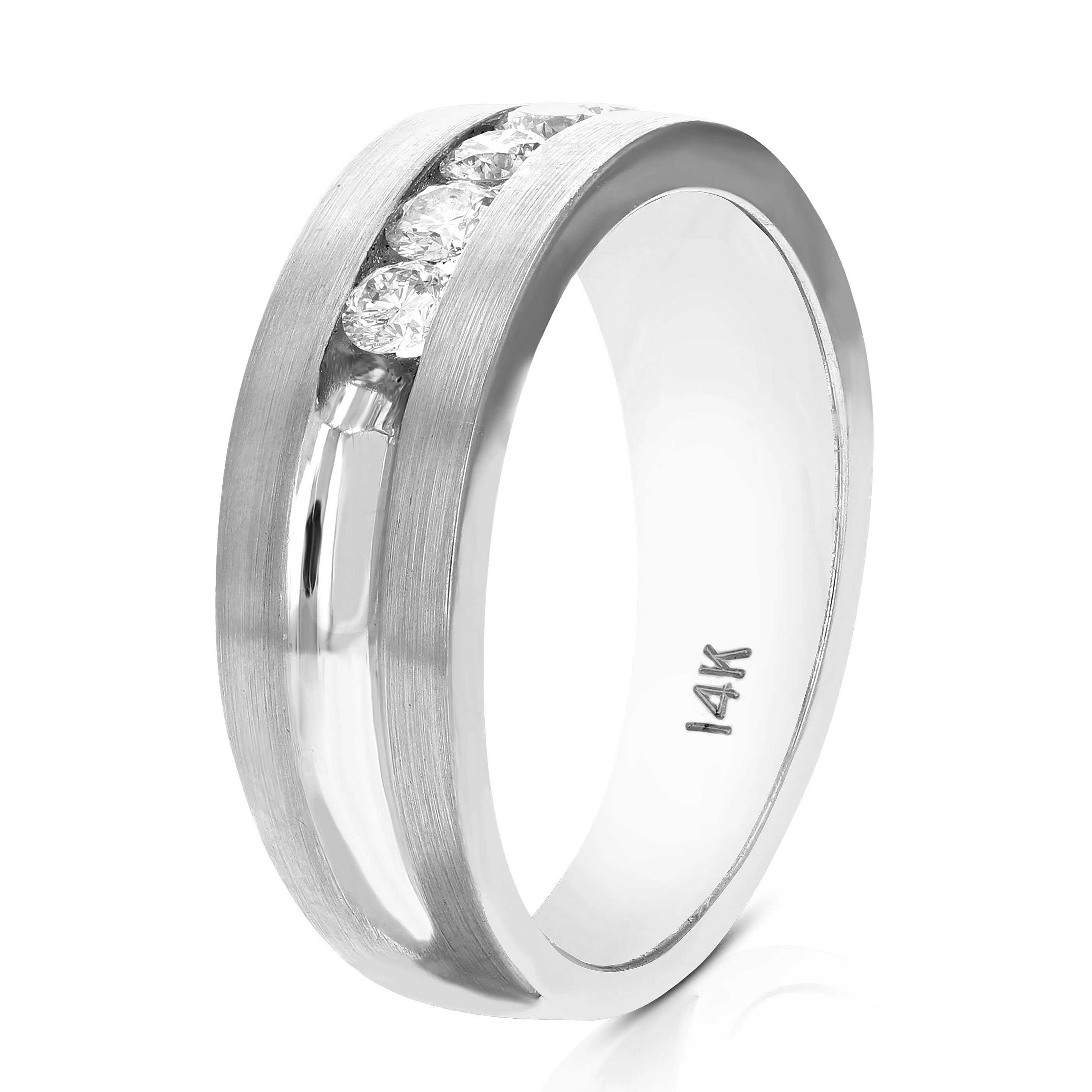 1/2 cttw Five Diamond Machine Wedding Band in 14K White Gold