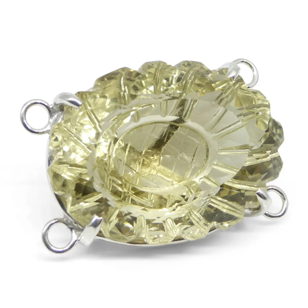 128ct Oval Carving Yellow Citrine Body Chain Pendant set in Sterling Silver