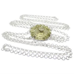 128ct Oval Carving Yellow Citrine Body Chain Pendant set in Sterling Silver