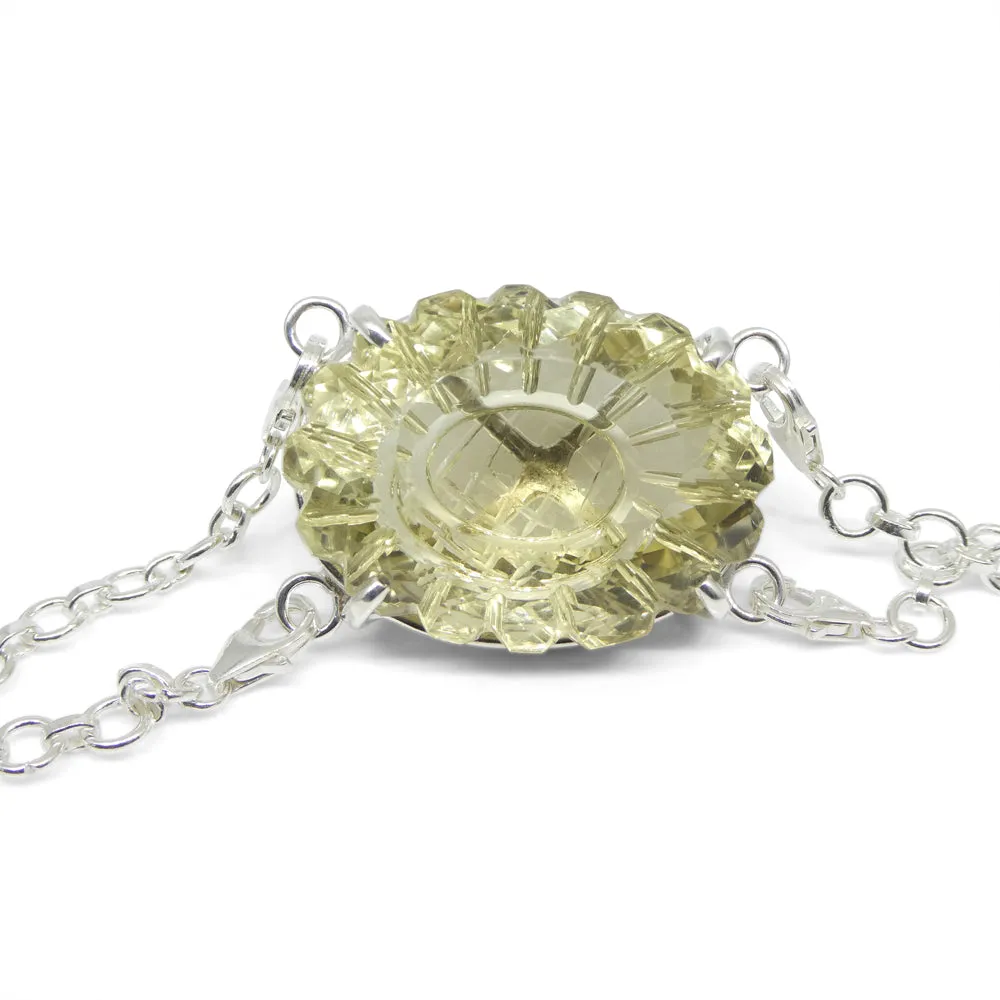 128ct Oval Carving Yellow Citrine Body Chain Pendant set in Sterling Silver