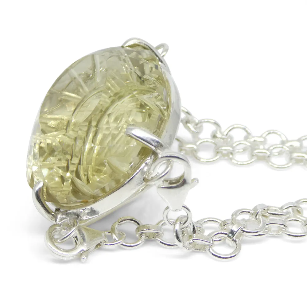 128ct Oval Carving Yellow Citrine Body Chain Pendant set in Sterling Silver