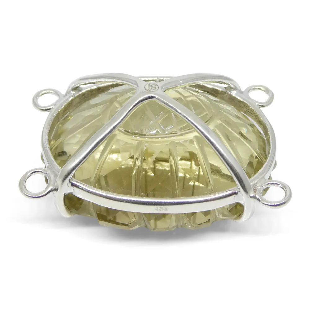 128ct Oval Carving Yellow Citrine Body Chain Pendant set in Sterling Silver