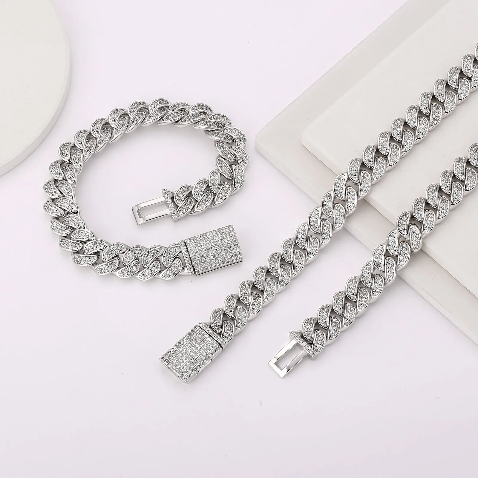 12mm CZ Diamond Iced Out Bracelet with Box Clasp