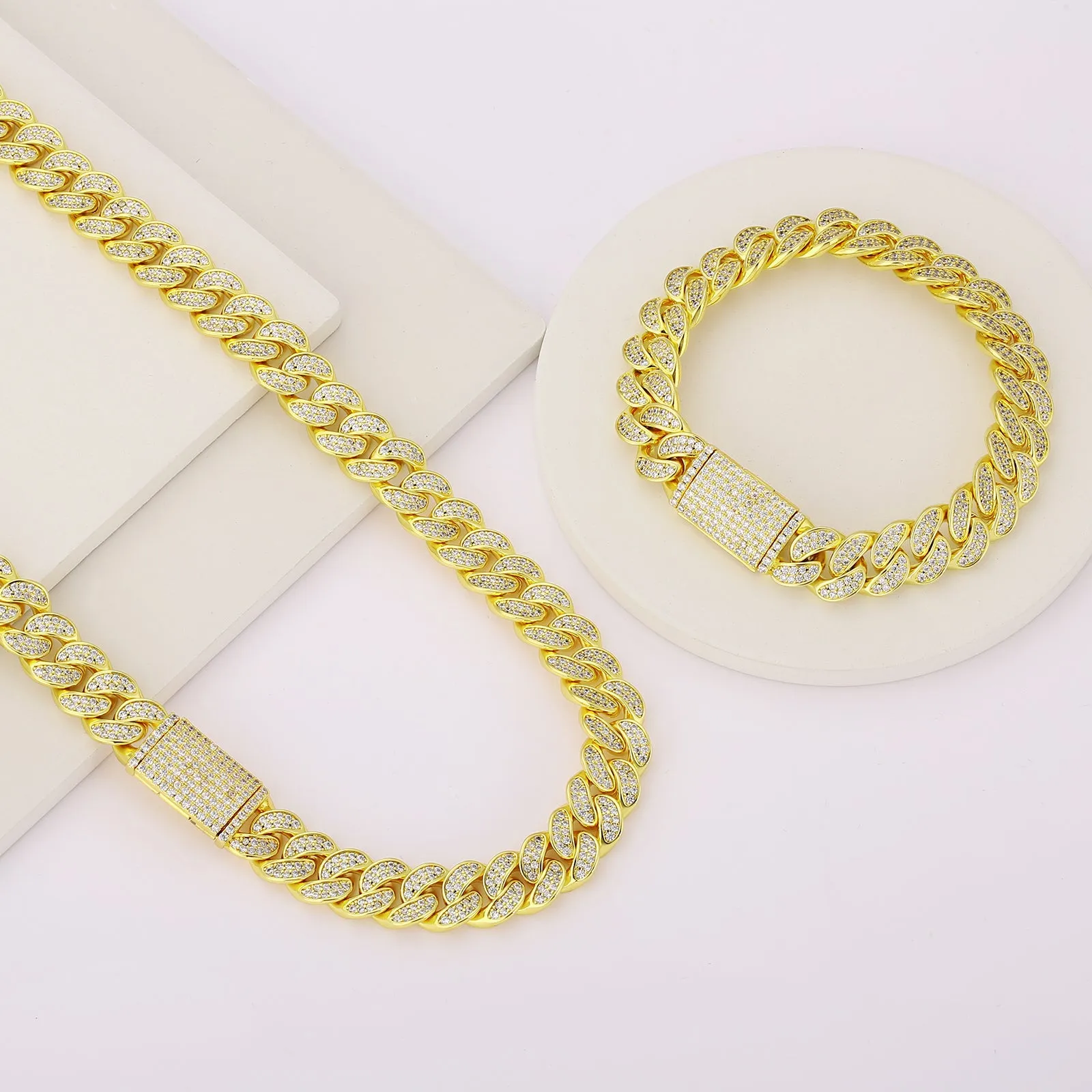 12mm CZ Diamond Iced Out Bracelet with Box Clasp