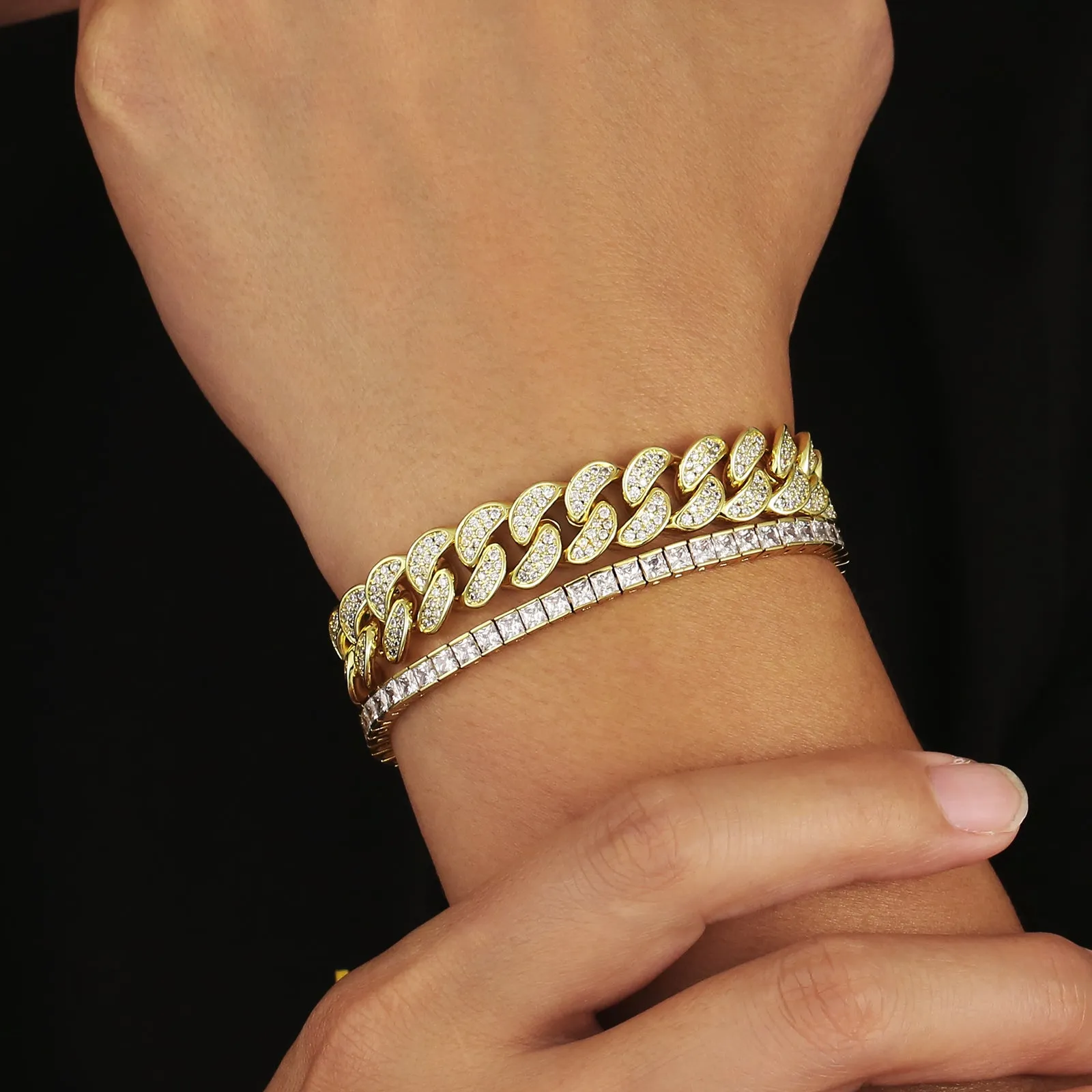 12mm CZ Diamond Iced Out Bracelet with Box Clasp