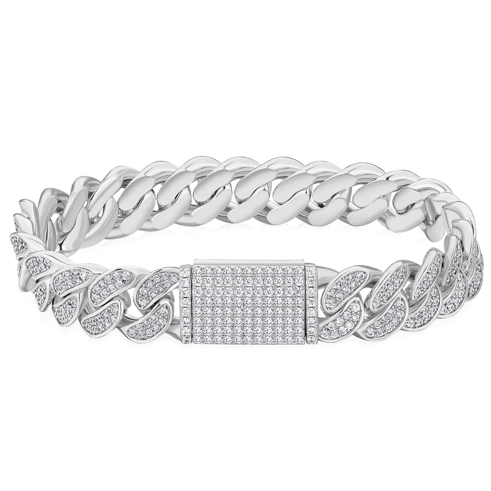 12mm CZ Diamond Iced Out Bracelet with Box Clasp