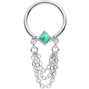14 Gauge 1/2 Faux Turquoise Southwest Drama Dangle BCR Captive Ring