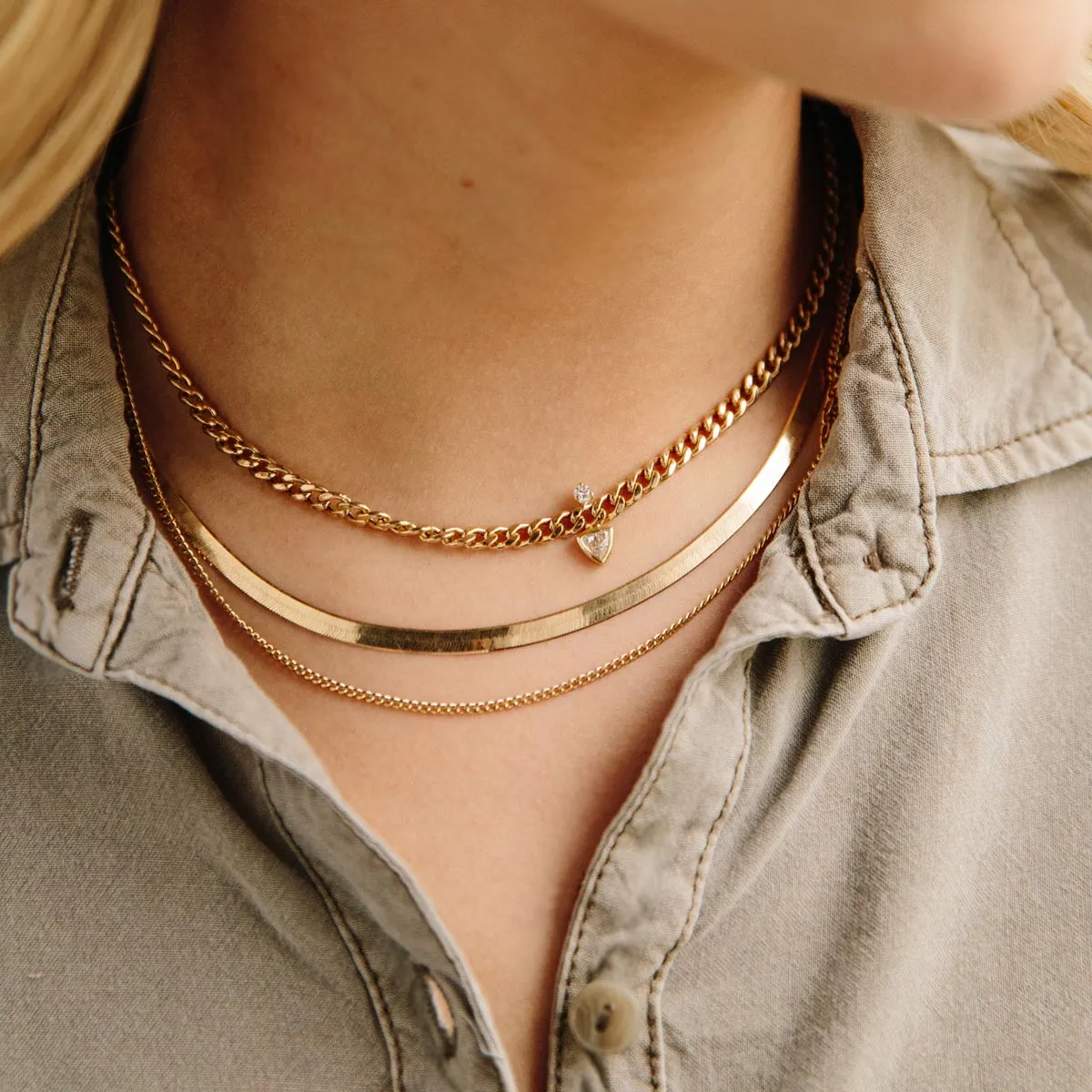 14k Gold Extra Small Curb Chain Necklace