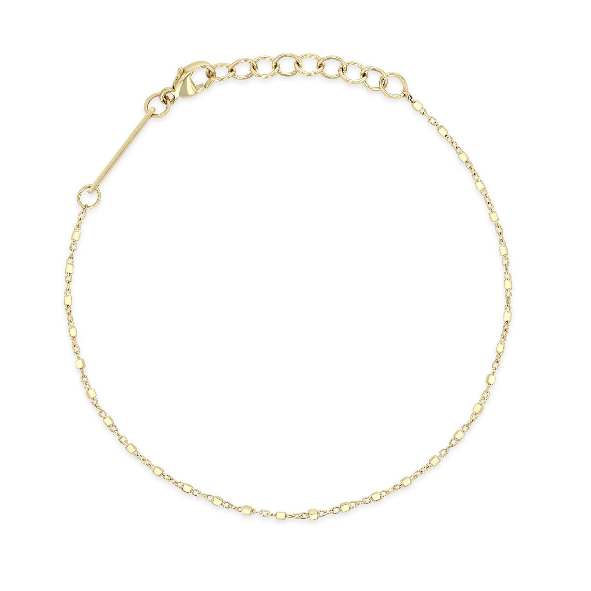 14k Gold Square Bead Chain Bracelet