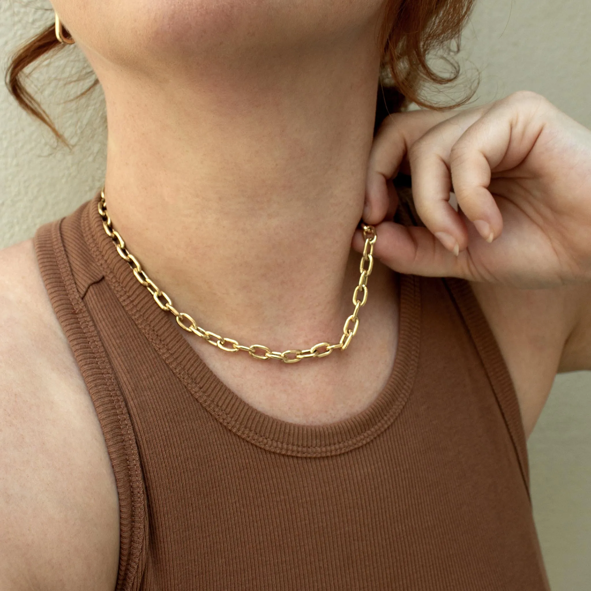 14k Gold XXL Square Oval Link Chain Necklace - SALE