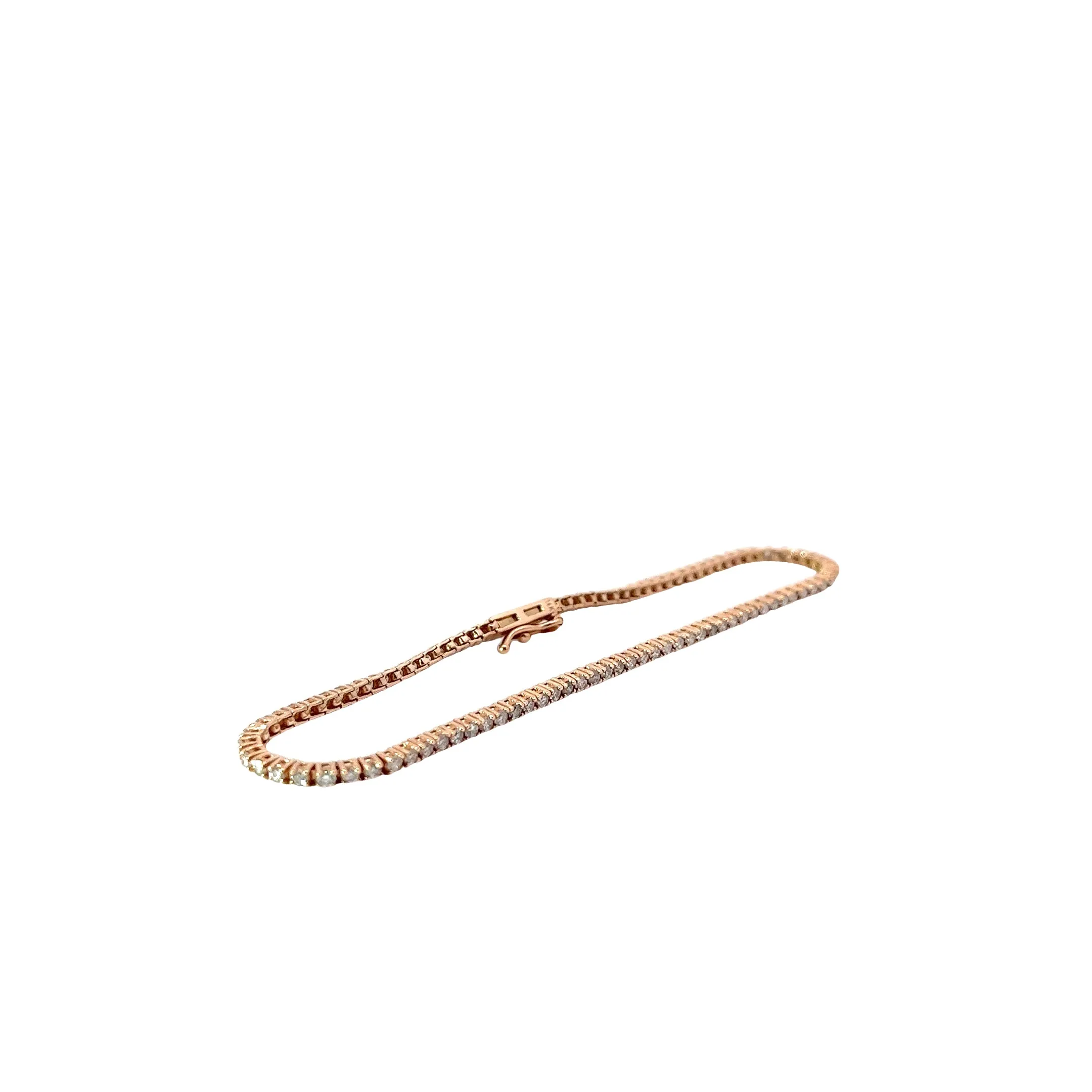 14k Rose Gold 1.53ct ISI1 Round Diamond Tennis Bracelet