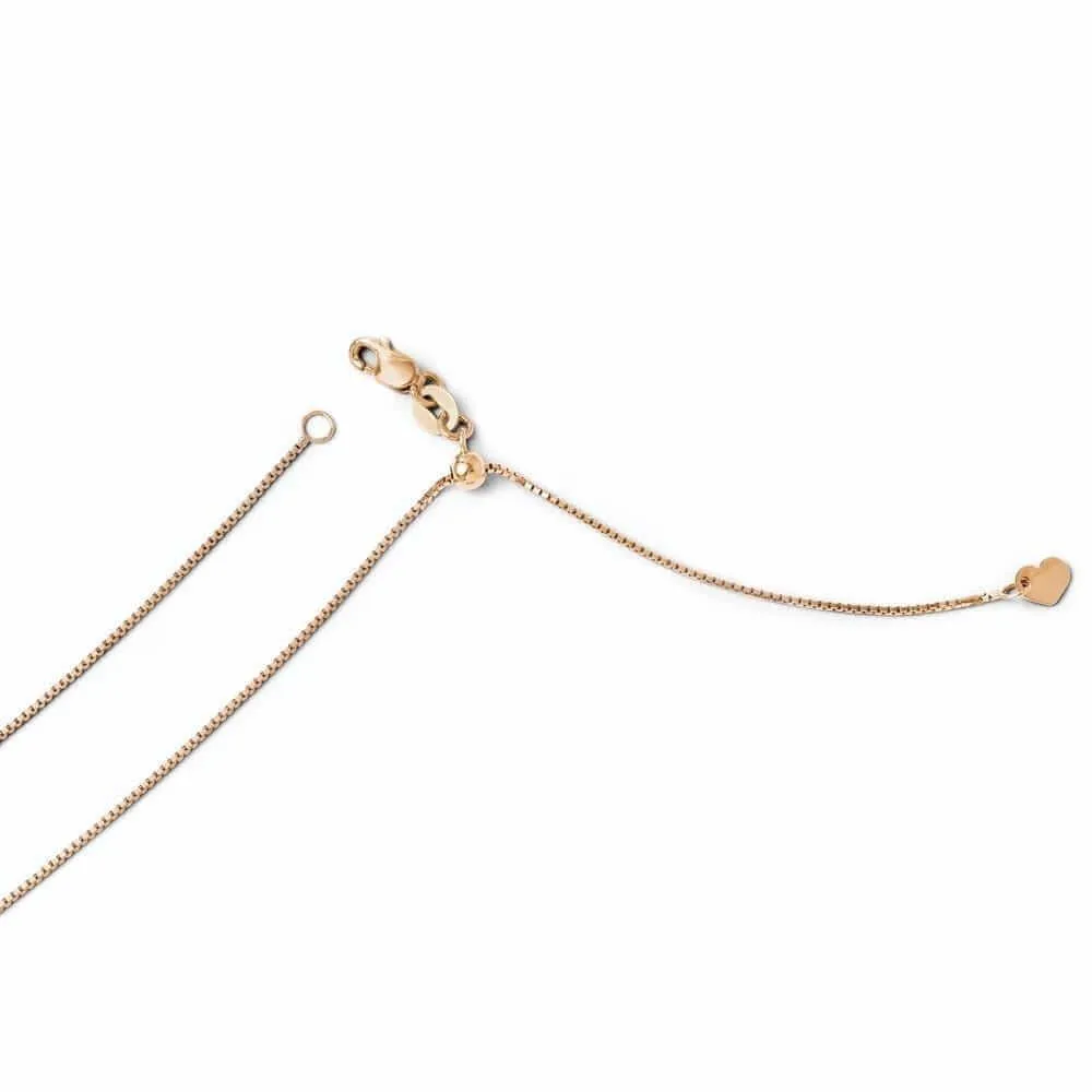 14k Rose Gold Adjustable .8mm Box Chain