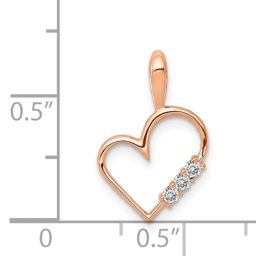 14k Rose Gold l1 Clarity G-I Color 1/20ct. Diamond Heart Pendant