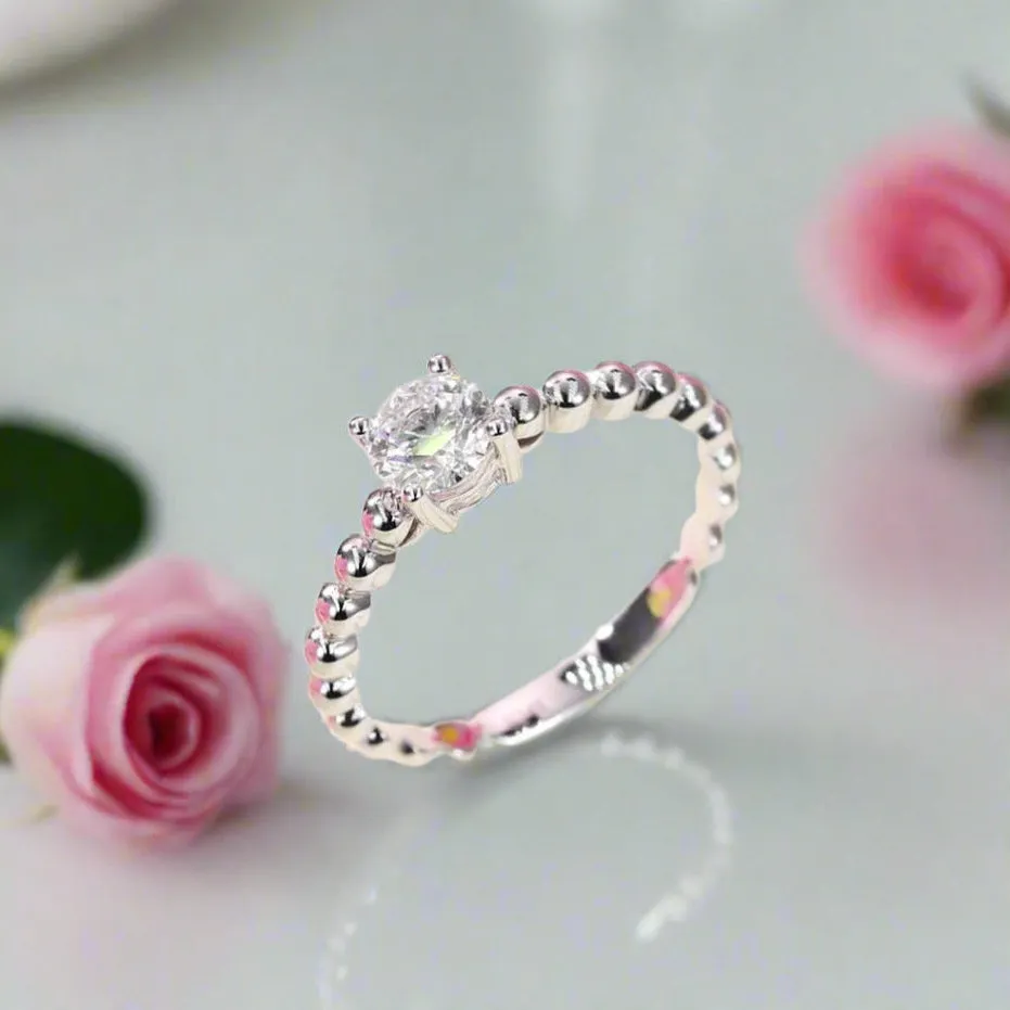 14k White Gold 0.5 Ct Round Lab Grown Diamond Engagement Ring
