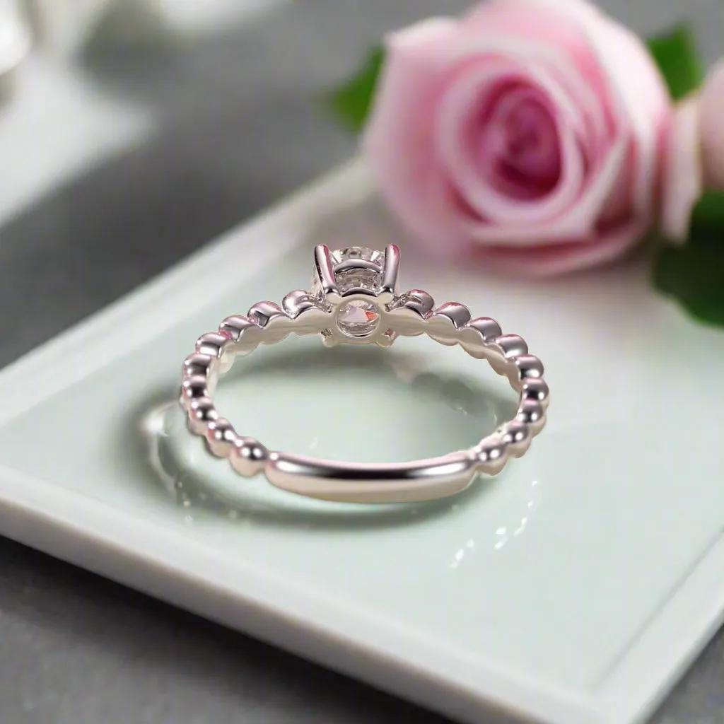 14k White Gold 0.5 Ct Round Lab Grown Diamond Engagement Ring