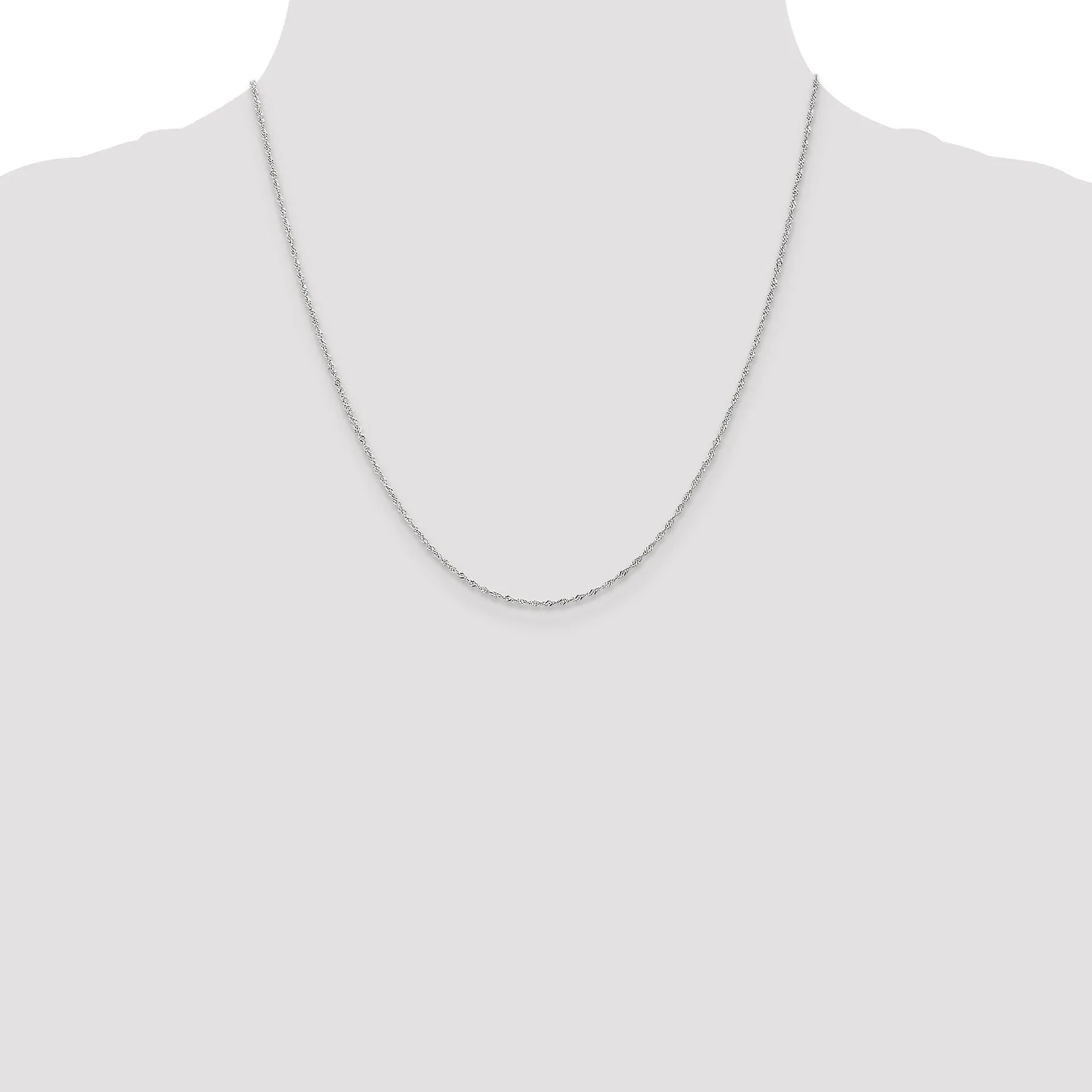 14K White Gold 1 mm Singapore Chain