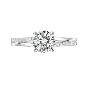 14k White Gold 1.0 Ct Round Lab Grown Diamond Split Shank Engagement Ring