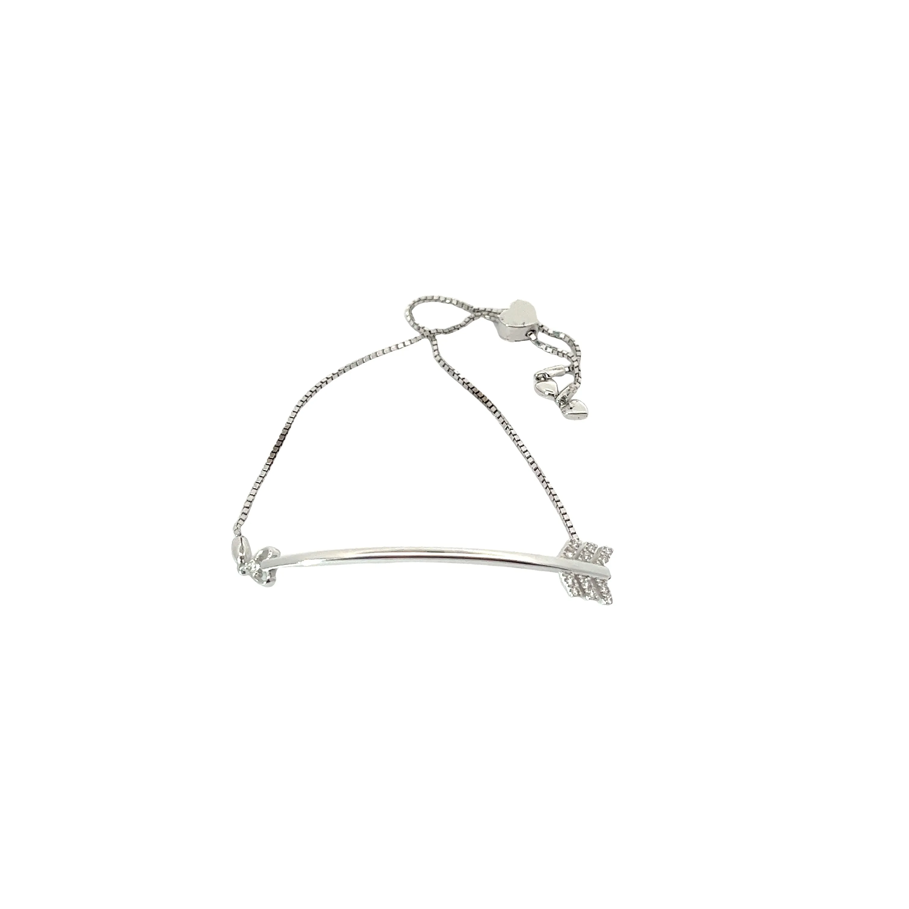 14k white gold .11ct G SI1 Round diamond bolo bracelet