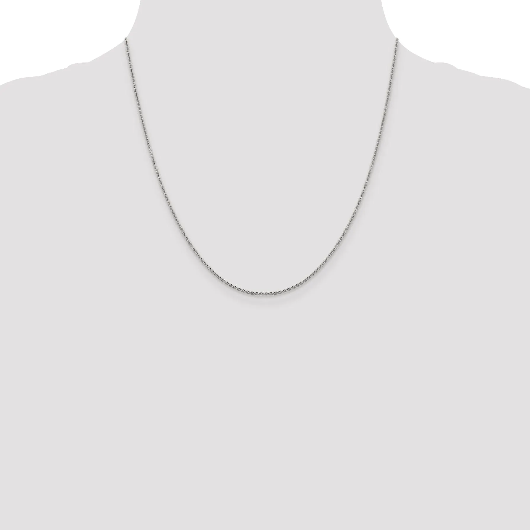 14K White Gold 1.25 mm DC Oval Cable Link Chain
