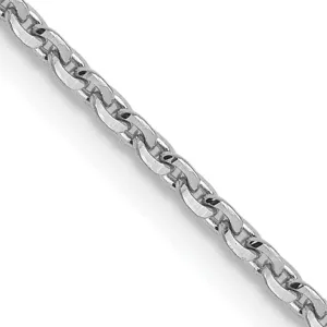 14K White Gold 1.25 mm DC Oval Cable Link Chain