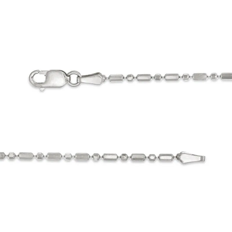 14K White Gold 1.2mm Bar and Ball Bead Chain