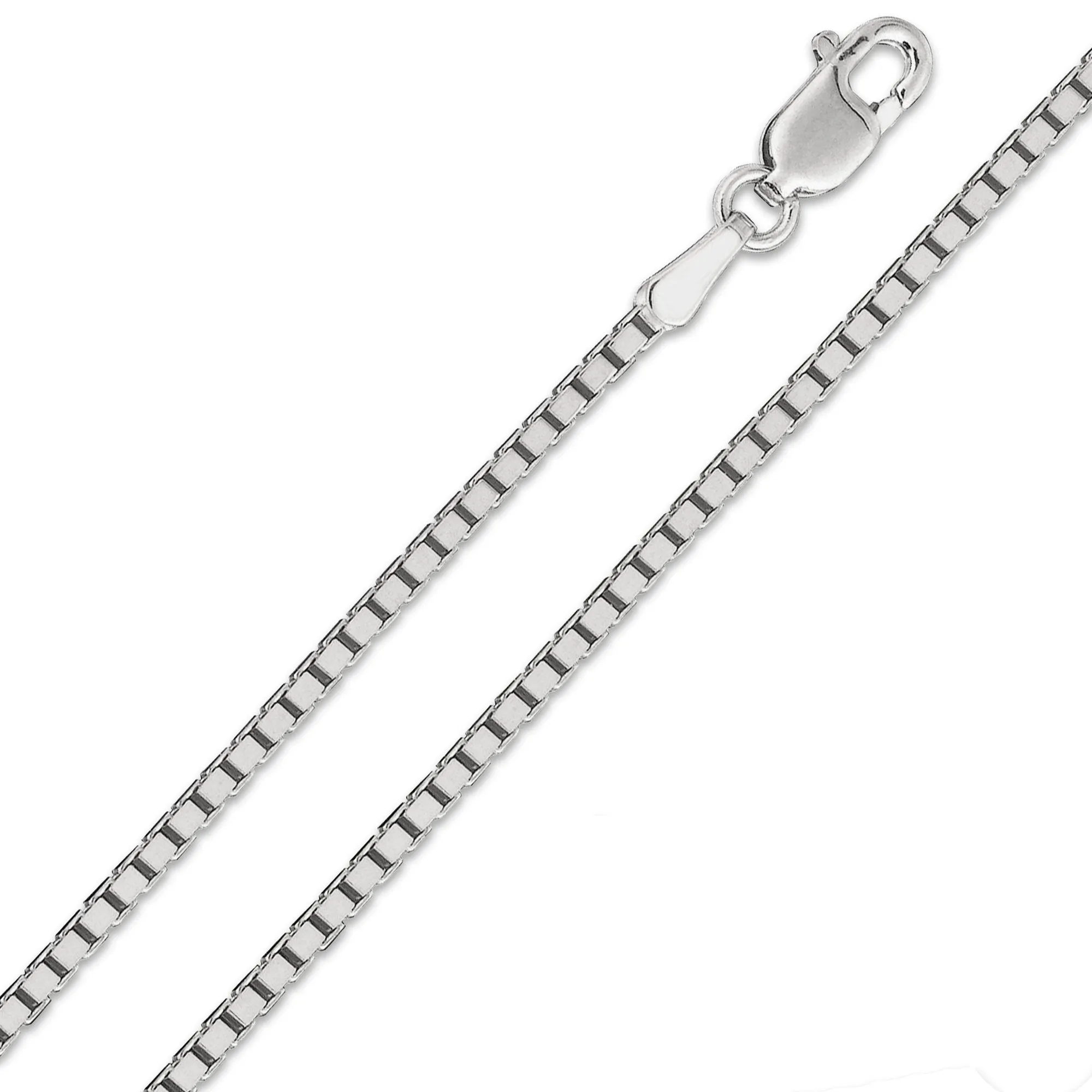 14K White Gold 1.2mm Box Pendant Chain