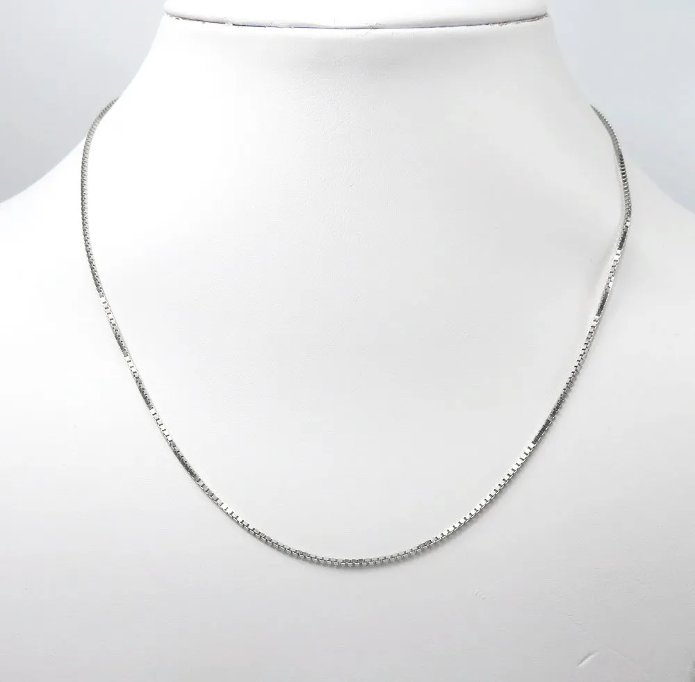 14K White Gold 1.2mm Box Pendant Chain