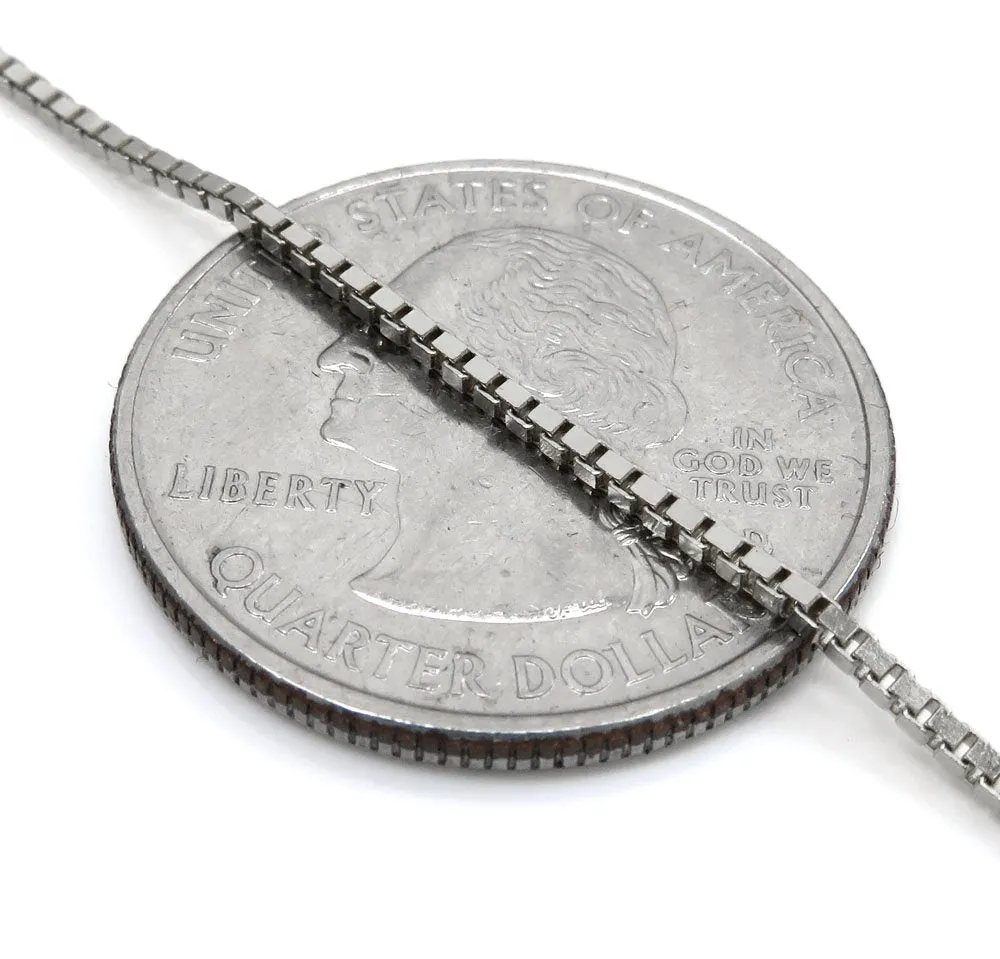 14K White Gold 1.2mm Box Pendant Chain