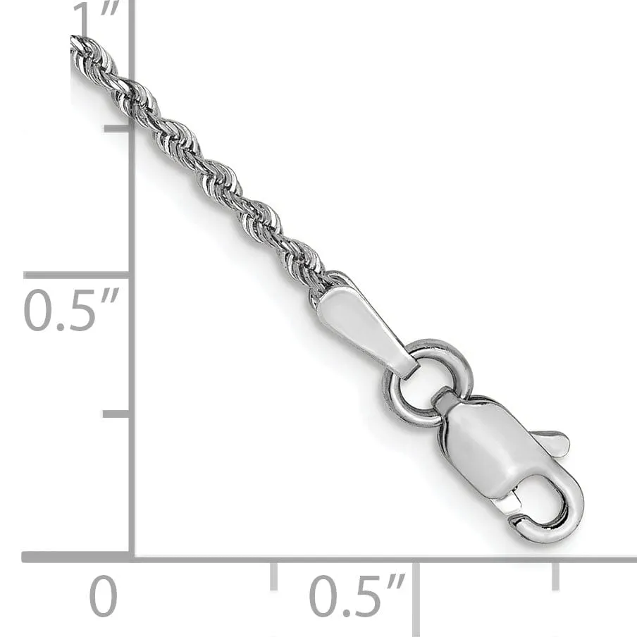 14k White Gold 1.3mm D.C Rope Chain