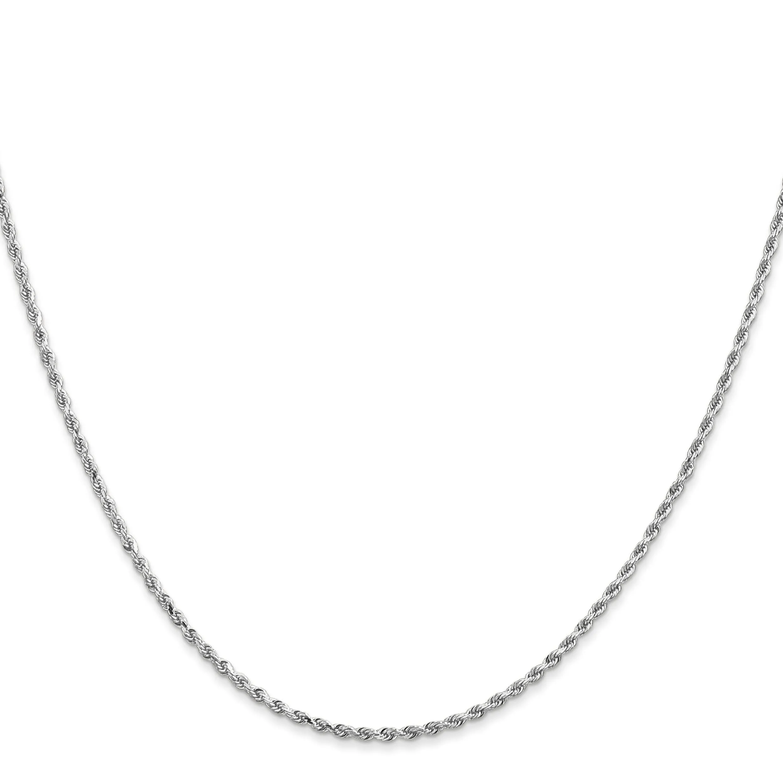14k White Gold 1.3mm D.C Rope Chain