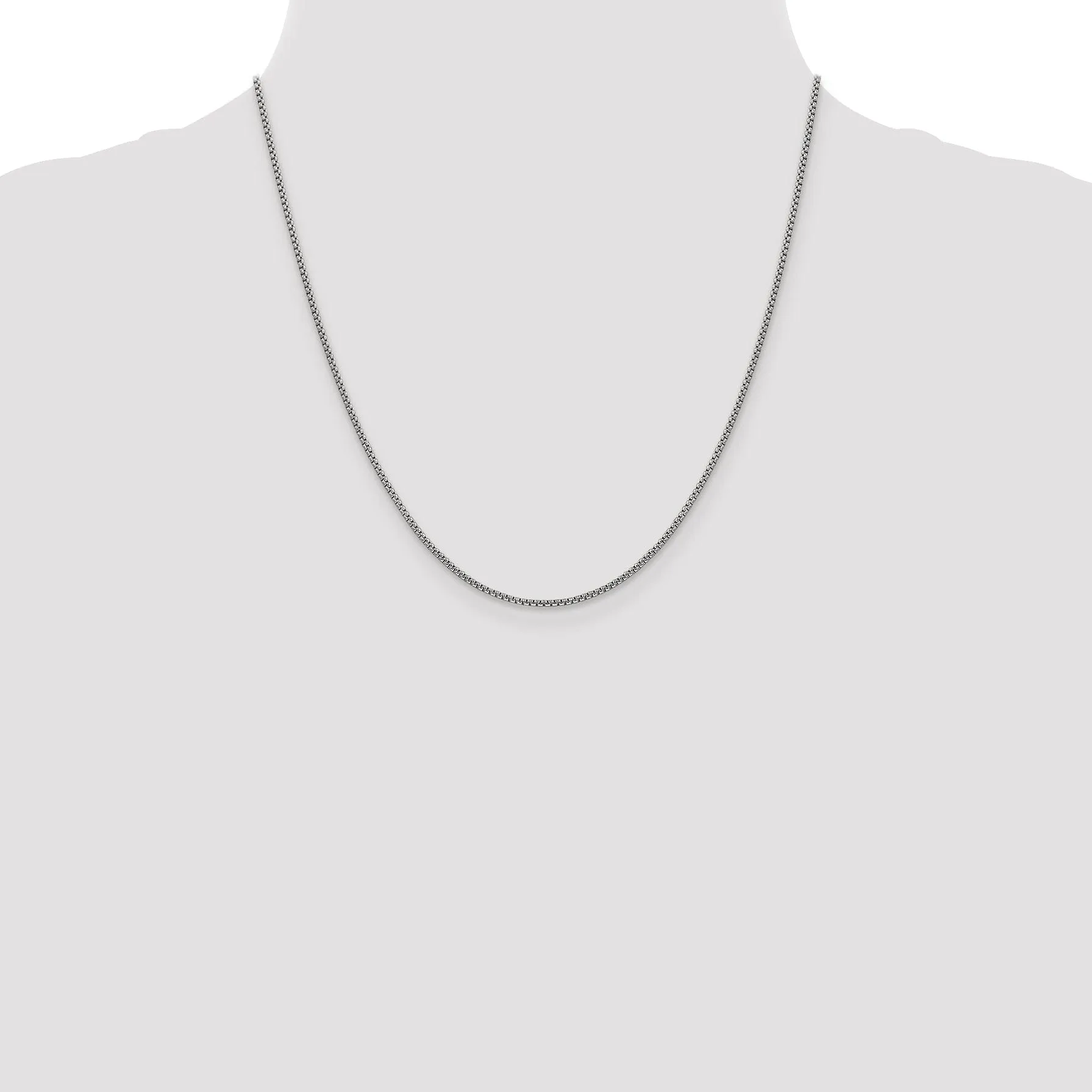 14k White Gold 1.50mm Hollow Round Box Chain