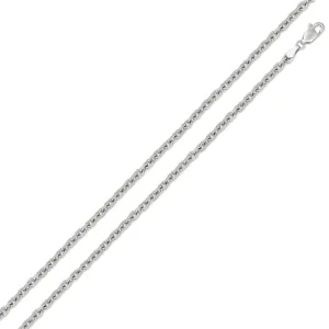 14K White Gold 1.5mm Cable Diamond Cut Chain