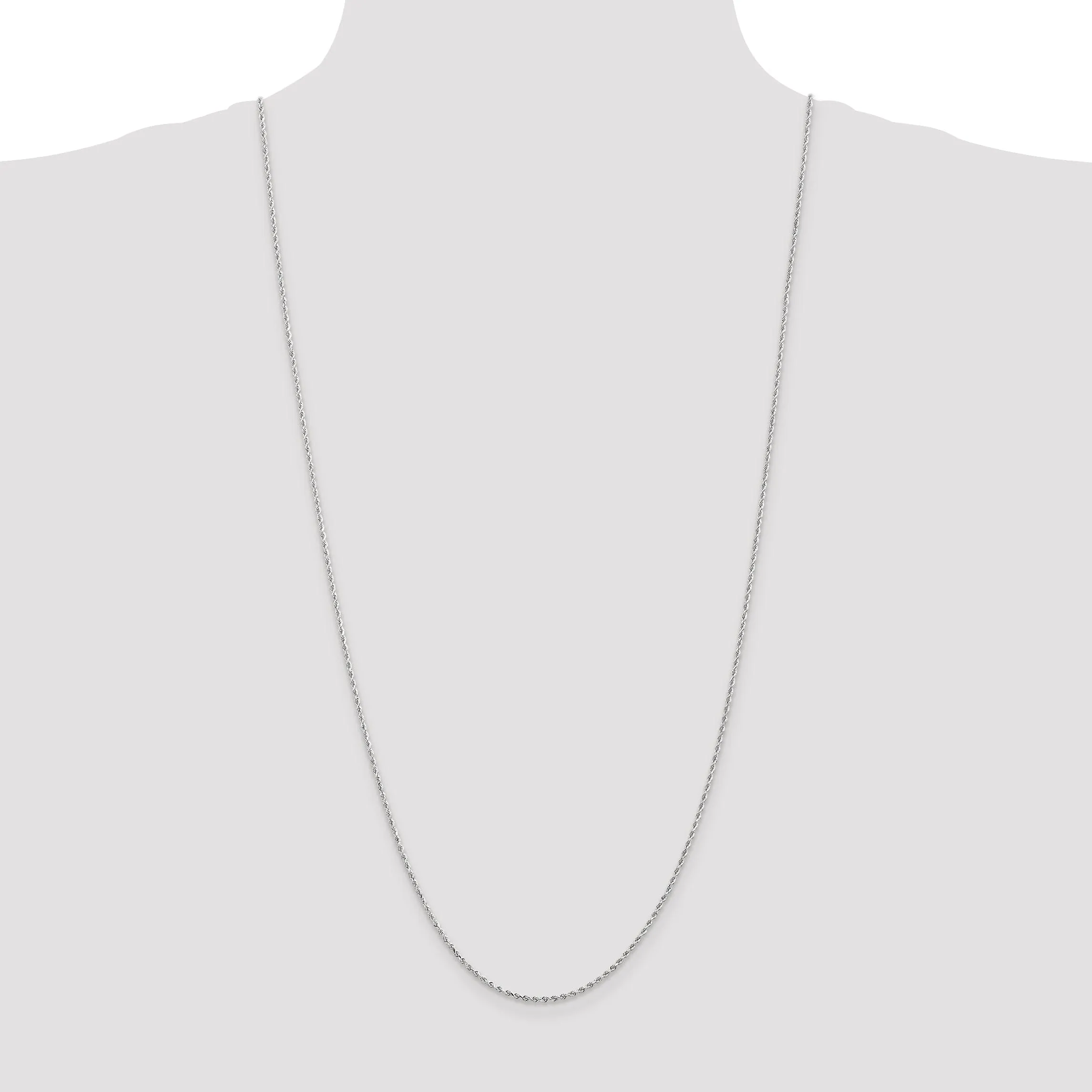 14K White Gold 1.5mm Diamond Cut Rope