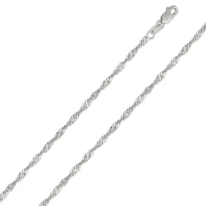 14K White Gold 1.5mm Singapore Chain