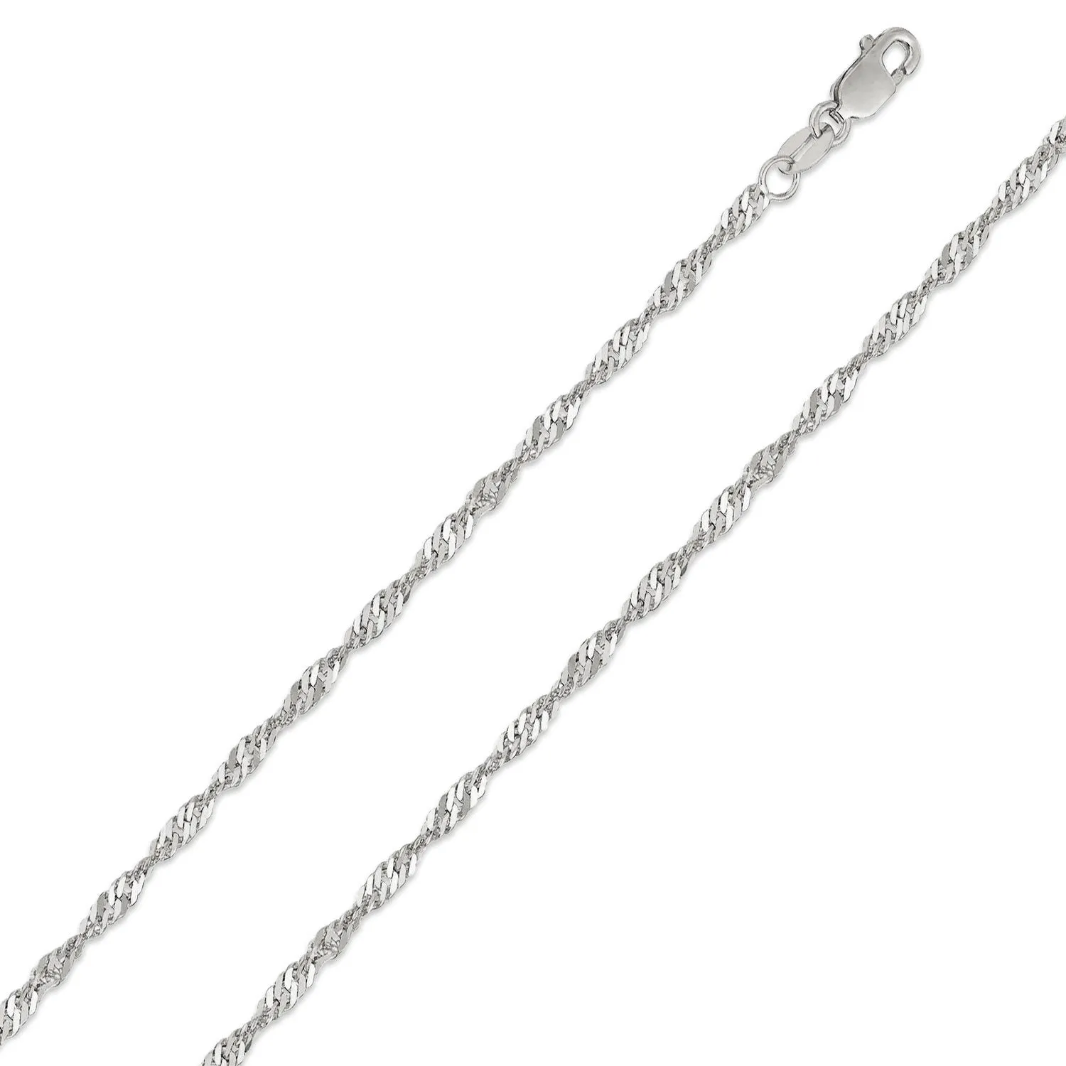 14K White Gold 1.5mm Singapore Chain
