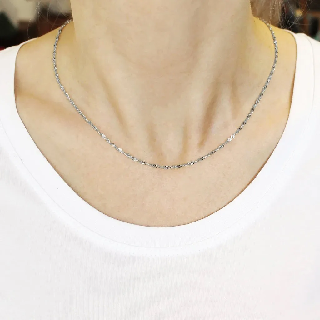 14K White Gold 1.5mm Singapore Chain